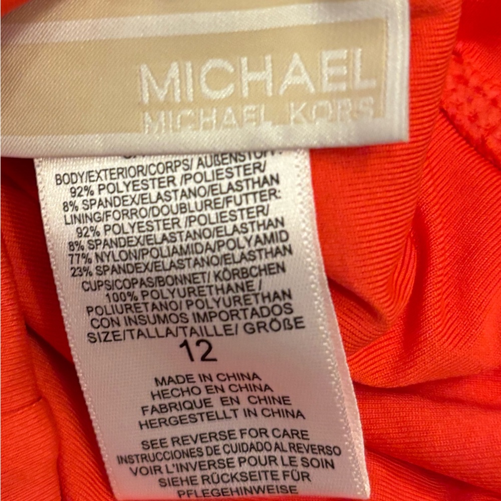NWT ✨ MICHAEL Michael Kors Bright Coral One-Piece Swimsuit size 12 - Picture 4 of 6